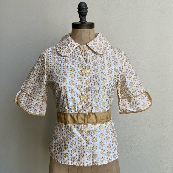 VINTAGE Y2K FLORAL EMBROIDERED TOP - Picture 1 of 4